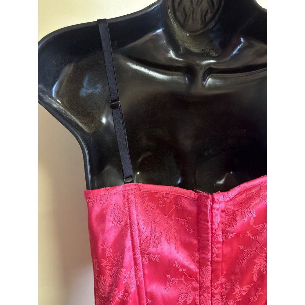 Pink & Black Fredricks of Hollywood M Lace Floral Corset Top - Picture 5 of 9